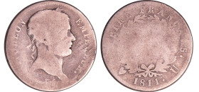 Napoléon 1er (1804-1814) - 2 francs 1811 U (Turin)
RRR B-
Ga.501-F.255
 Ar ; 9.11 gr ; 27 mm
