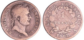 Napoléon 1er (1804-1814) - 1 franc revers empire 1813 A (Paris)
TB
Ga.447-F.205
 Ar ; 4.75 gr ; 23 mm
