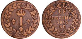 Louis XVIII (1815-1824) - Un décime Blocus de Strasbourg 1815 BB
TB
Ga.196-F.132
 Cu ; 20.56 gr ; 32 mm