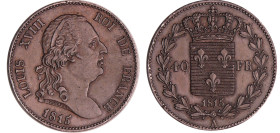 Louis XVIII (1815-1824) - 40 francs 1815 A (Paris) (essai)
SUP
Maz.723
 Etain bronzé ; 7.91 gr ; 26 mm