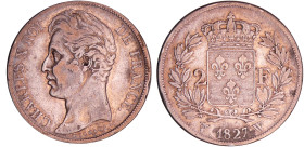 Charles X (1824-1830) - 2 francs 1827 W (Lille)
TB+
Ga.516-F.258
 Ar ; 9.82 gr ; 27 mm