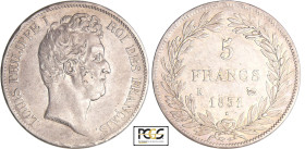 Louis-Philippe Ier (1830-1848) - 5 francs tête nue tranche en creux 1831 K (Bordeaux)
PCGS XF 45
Ga.676-F.315
 Ar ; 25.01 gr ; 37 mm