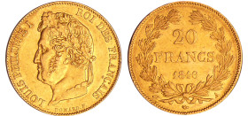 Louis-Philippe Ier (1830-1848) - 20 francs tête laurée 1846 A (Paris)
SUP+
Ga.1031-F.527
 Au ; 6.43 gr ; 21 mm