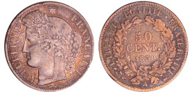 Deuxième république (1848-1852) - 50 centimes Cérès 1850 A (Paris)
TTB
Ga.411-F.184
 Ar ; 2.43 gr ; 18 mm