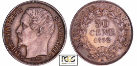 Louis Napoléon Bonaparte (1848-1852) - 50 centimes 1852 A (Paris)
PCGS MS 64
Ga.412-F.185
 Ar ; 2.51 gr ; 18 mm