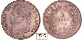 Napoléon III (1852-1870) - 1 franc tête nue 1859 A (Paris)
PCGS MS 63
Ga.460-F.214
 Ar ; 4.98 gr ; 23 mm