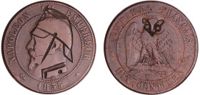Napoléon III (1852-1870) - 10 centimes tête nue 1858 BB (Strasbourg) satirique
TB
Ga.248-F.133
 Br ; 9.11 gr ; 30 mm