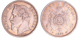 Napoléon III (1852-1870) - 1 franc tête laurée 1866 BB (Strasbourg)
SUP
Ga.463-F.215
 Ar ; 4.99 gr ; 23 mm