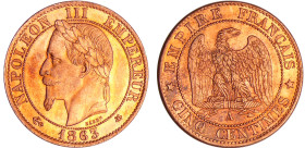Napoléon III (1852-1870) - 5 centimes tête laurée 1863 A (Paris)
Ga.155-F.117
 Br ; 5.04 gr ; 25 mm