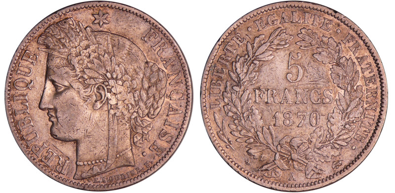 Gouvernement de défense nationale (1870-1871) - 5 francs Cérès avec légende - 18...