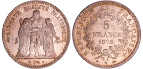 Troisième république (1871-1940) - 5 francs Hercule 1876 A (Paris)
SUP+
Ga.745-F.334
 Ar ; 25.02 gr ; 37 mm