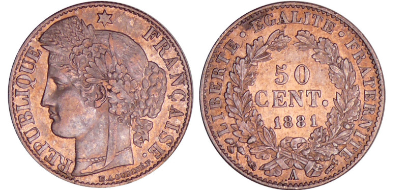 Troisième république (1871-1940) - 50 centimes Cérès 1881 A (Paris)
SPL
Ga.419...