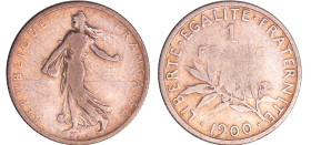 Troisième république (1871-1940) - 1 franc Semeuse 1900
TB
Ga.467-F.217
 Ar ; 4.87 gr ; 23 mm