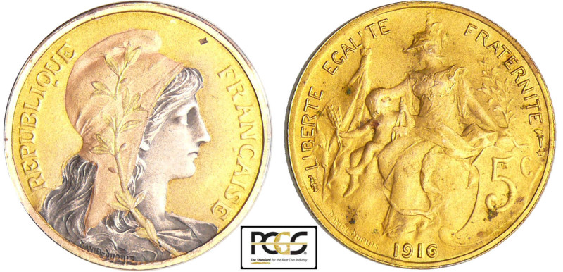 Troisième république (1871-1940) - 5 centimes Dupuis 1916 * tricolore
PCGS UNC ...