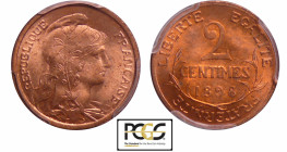 Troisième république (1871-1940) - 2 centimes Dupuis 1898
PCGS MS 65RD
Ga.107-F.110
 Br ; -- ; 20 mm