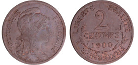 Troisième république (1871-1940) - 2 centimes Dupuis 1900
SUP
Ga.107-F.110
 Br ; 2.00 gr ; 20 mm