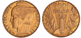 Troisième république (1871-1940) - 100 francs Bazor essai 1929 bronze aluminium
SUP
GEM 288.6-Maz.2531
 Br-Al ; 3.23 gr ; 21 mm