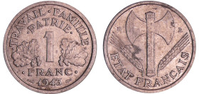 Etat-Français (1940-1944) - 1 franc Bazor - 1943 B (Beaumont-le-Roger)
SUP
Ga.471-F.223
 Al ; 1.29 gr ; 23 mm