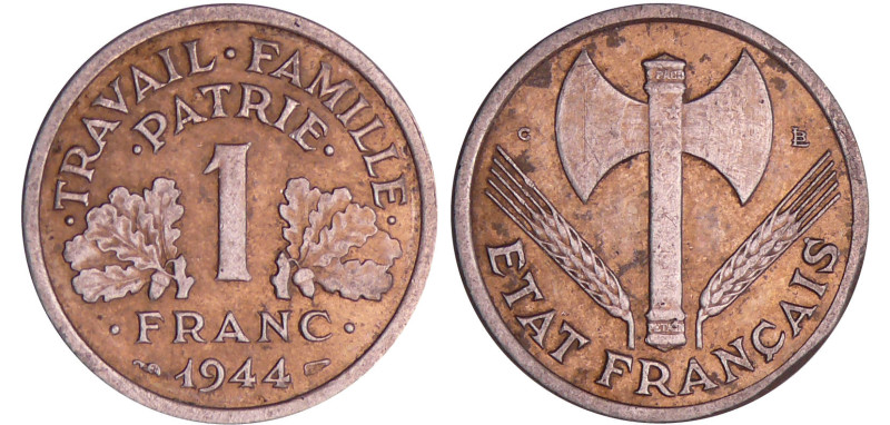 Etat-Français (1940-1944) - 1 franc Bazor - 1944 C petit c
TTB
Ga.471-F.223
 ...