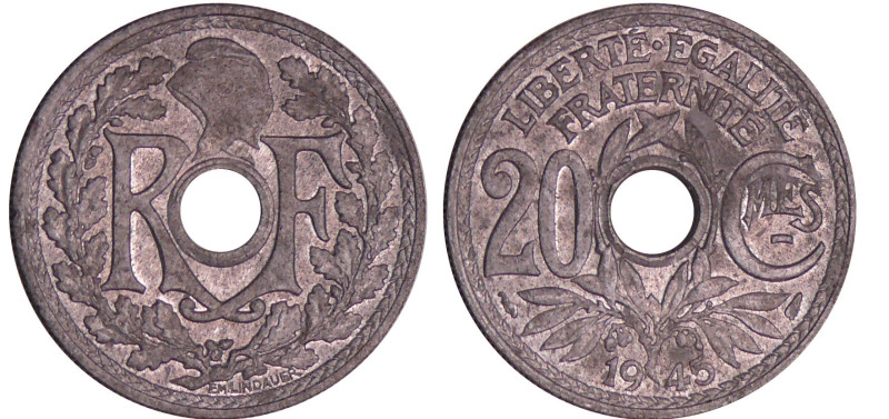 Gouvernement provisoire (1944-1947) - 20 centimes 1945
SUP
Ga.324-F.155
 Zinc...