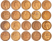 Quatrième république (1947-1959) - 50 francs G. Guiraud ensemble de 10 monnaies
1950 ; 1951 ; 1951 B ; 1952 ; 1952 B ; 1953 ; 1953 B ; 1954 ; 1954 B ...