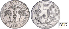 Algérie - Alger - Chambre de commerce - 5 centimes 1916
PCGS AU Detail
Lecompte.122
 Al ; 1.15 gr ; 25 mm