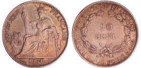 Cochinchine - 20 cent 1884
SUP
Lecompte.22
 Ar ; 5.43 gr ; 26 mm