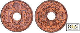 Indochine - 1/2 centime 1938
PCGS MS 65 RB
Lecompte.30
 Br ; 4.06 gr ; 21 mm