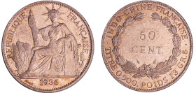 Indochine - 50 cent 1936
SPL à FDC
Lecompte.261
 Ar ; 13.47 gr ; 29 mm