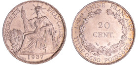Indochine - 20 cent 1937
SPL à FDC
Lecompte.236
 Ar ; 5.39 gr ; 26 mm