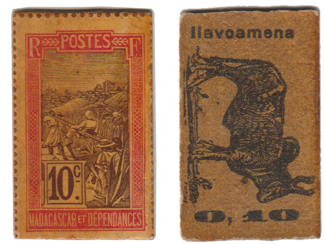 Madagascar - Monnaie de carton - 10 centimes (Ilavaomena), Zébu carton brunâtre...