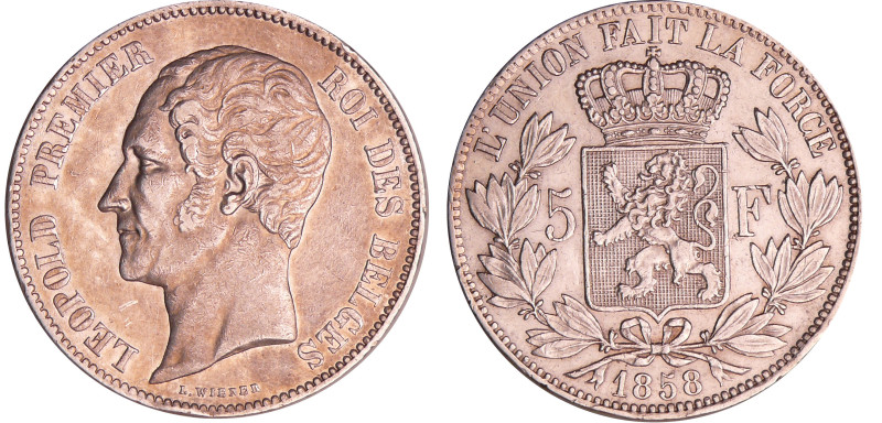 Belgique - Léopold I (1831-1865) - 5 francs 1858
SUP+
KM#17
 Ar ; 24.87 gr ; ...