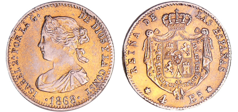 Espagne - Isabel II - 4 escudos 1868 (Madrid) faux en platine
Isabel II (1833-1...