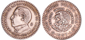 Mexique - 5 Pesos 1957 (Mexico)
TTB
KM#470
 Ar ; 18.07 gr ; 36 mm