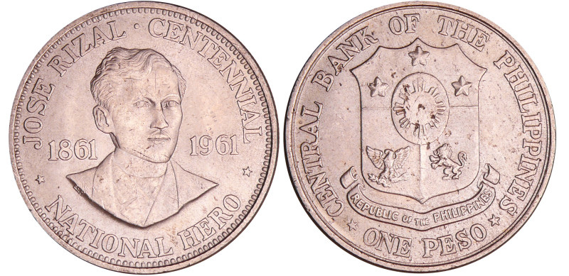 Philippines - 1 Peso 1961
SUP
KM#192
 Ar ; 26.55 gr ; 38 mm