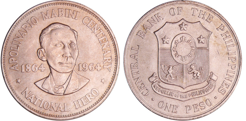 Philippines - 1 Peso 1964
SUP
KM#194
 Ar ; 26.75 gr ; 38 mm