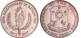 Philippines - 1 Peso 1967, 25ème anniversaire de Bataan
SPL
KM#195
 Ar ; 26.87 gr ; 38 mm