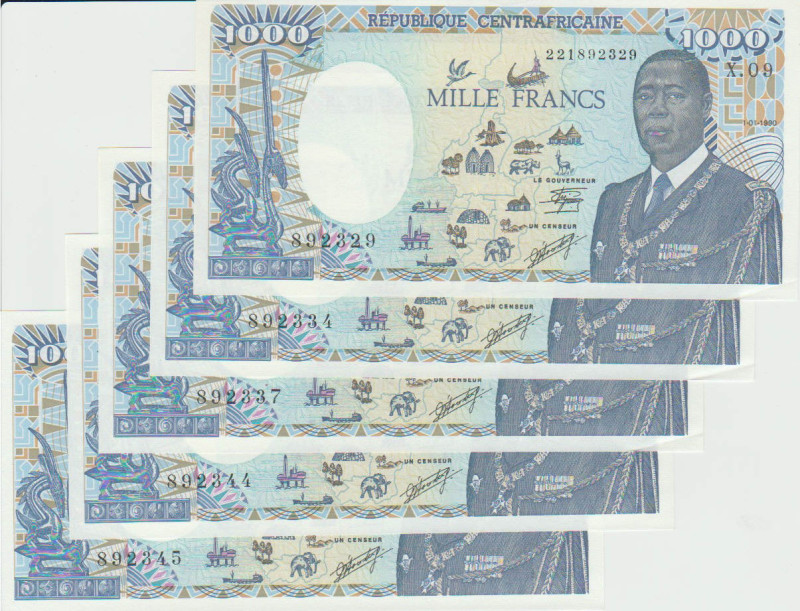 République de Centrafrique - Lot de 5 billets de 1000 francs 1980
UNC
P.15