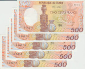Tchad - République du Tchad - Lot de 5 billets de 500 francs 1990
Lot de 5 billets avec des numéros de série consécutifs
UNC
P.9
