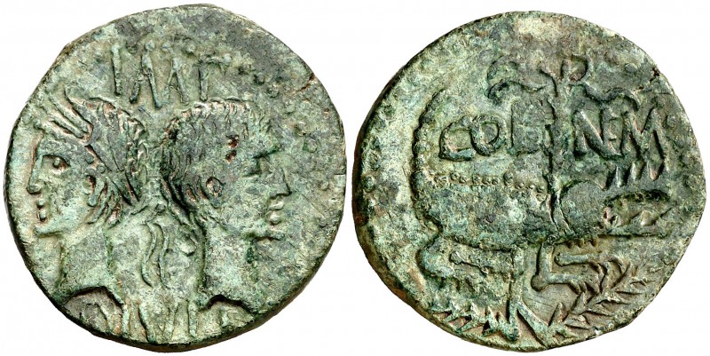 (después 16/15 a.C.). Agripa y Augusto. Nemausus (Nimes). Dupondio. (Spink 1729)...