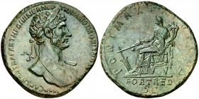 (117 d.C.). Adriano. Sestercio. (Spink 3598 var) (Co. 751 var) (RIC. 541). 20,97 g. Pátina verde. EBC-.