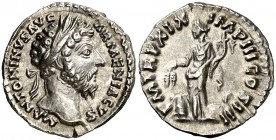 (165 d.C.). Marco Aurelio. Denario. (Spink 4922) (S. 484) (RIC. 142). 3 g. Bella. EBC+/EBC.