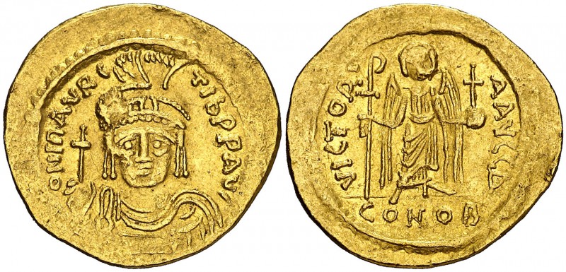 Mauricio Tiberio (582-602). Constantinopla. Sólido. (Ratto 1006) (S. 478). 4,41 ...