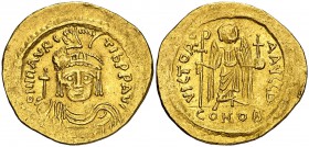 Mauricio Tiberio (582-602). Constantinopla. Sólido. (Ratto 1006) (S. 478). 4,41 g. MBC+.