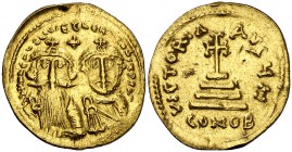 Heraclio y Heraclio Constantino (610-641). Constantinopla. Sólido. (Ratto 1370 var) (S. 749). 4,35 g. MBC+.