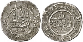 AH 390. Califato. Hixem II. Medina Fez. Dirhem. (V. 629) (Miles 319i var. por adorno). 4,35 g. Rara. EBC-.