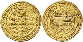 AH 527. Almorávides. Alí y el amir Sir. Medina Fez. Dinar. (V. 1758) (Hazard 314). 4,15 g. Bella. Rara. EBC.