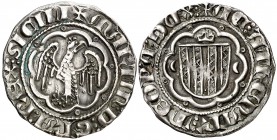 Martí I (1395-1410). Sicília. Pirral. (Cru.V.S. 528 var) (Cru.C.G. 2332e var). 3,25 g. Escasa. MBC/MBC+.