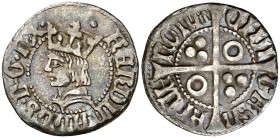 Ferran II (1479-1516). Barcelona. Mig croat. (Cru.V.S. 1143.4) (Cru.C.G. 3076i). 1,54 g. Bonita pátina. MBC+.