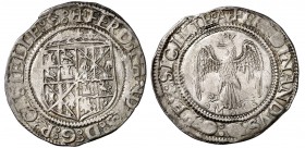 Ferran II (1479-1516). Sicília. Tari. (Cru.V.S. 1239) (Cru.C.G. 3145 var). 3,57 g. Sin las armas catalanas. Bella. Ex Colección Ègara, 26/04/2017, nº ...